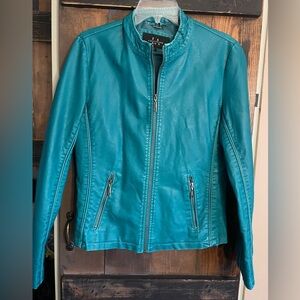Teal Faux Leather Jacket turquoise women’s large